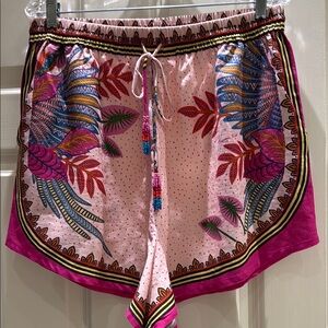 FARM Rio High Waist Pink and Blue Tropical Shorts
